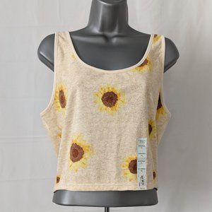 SO Sunflower Scoop Neck Terry Sleeveless Crop Top Tank Juniors XL NWT